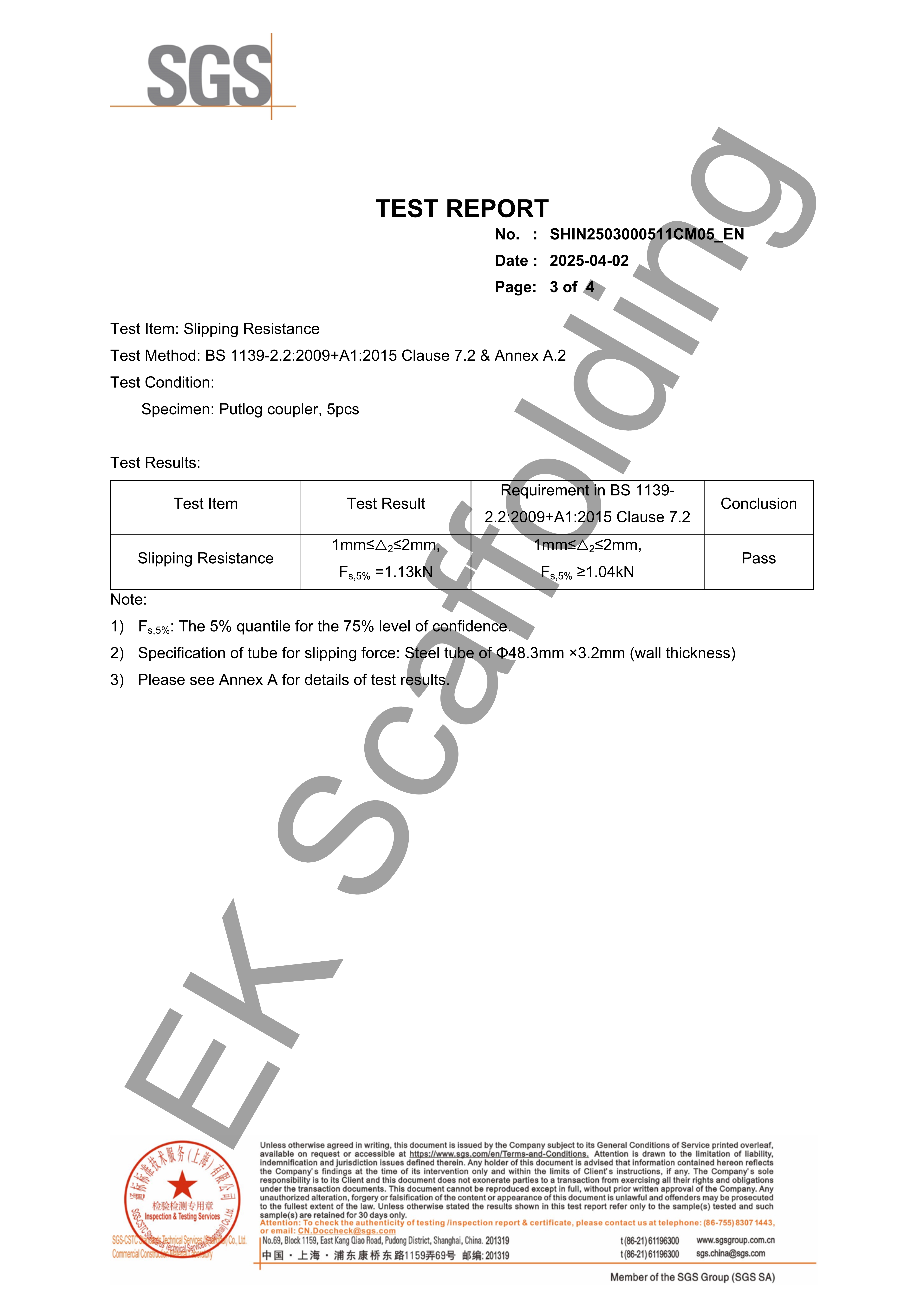 قارنة Putlog تقرير SGS 